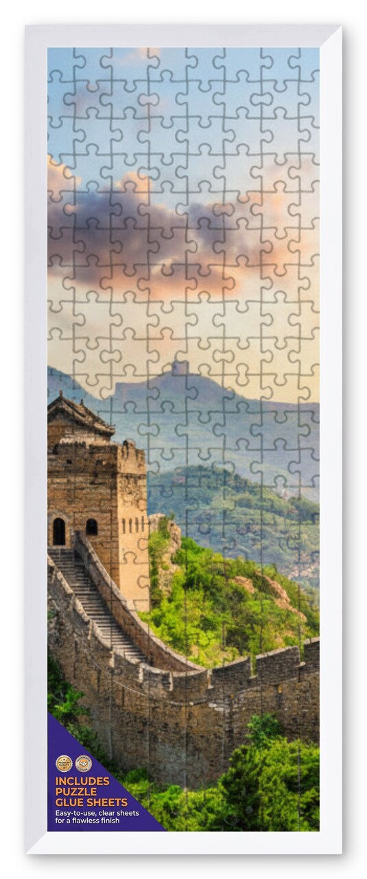 CustomPictureFrames.com Solid Wood Round Mat Puzzle Frame - Multiple Sizes - Black Precision-Cut Mat - Adhesive Preservation Sheets - Assembled in USA Made in the USA